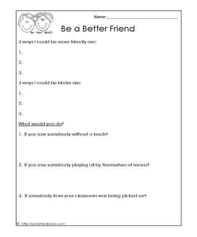 How to Be A Better Friend Worksheets | Social skills, Making friends ...