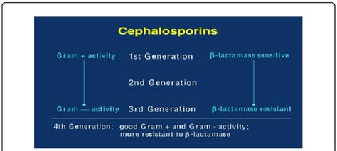 Activity spectrum of different cephalosporin generations [8 ...