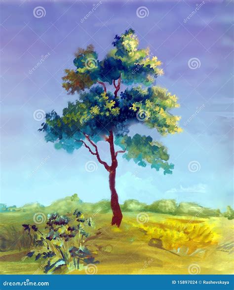 Watercolor Painting Of A Tree Stock Images - Image: 15897024