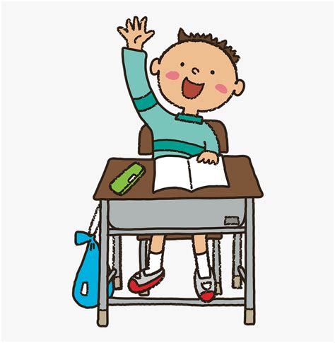 Raised Hand Student Vector Image - Student Raising Hand Cartoon, HD Png ...