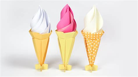 Origami Ice Cream Cone Tutorial ♥︎ Paper Kawaii - YouTube