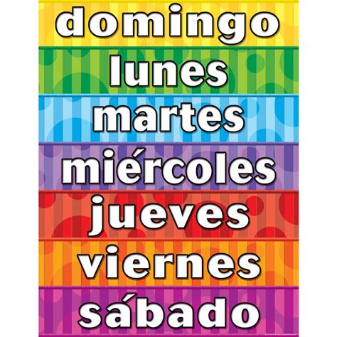 Days of the Week (Spanish) Chart - TCR7692 | Teacher Created Resources