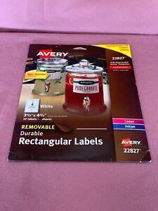 Avery 22827 Removable Durable Labels, White 3 1/2" x 4 3/4" 32 Labels ...