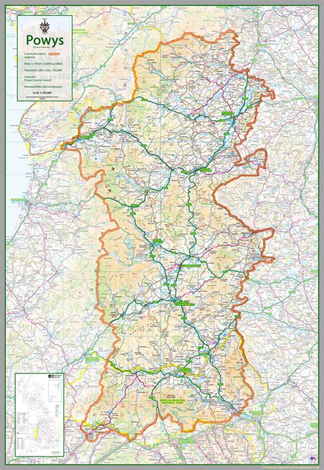 Powys County Map | I Love Maps