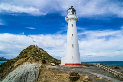 Castle Point Lighthouse in Sunrise, New Zealand Stock Photo - Image of ...