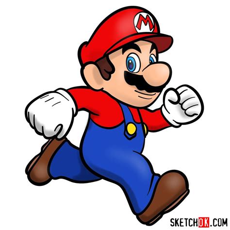 How to draw Super Mario running - Sketchok easy drawing guides