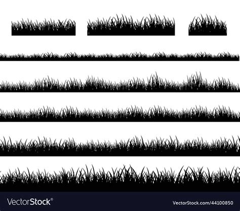 Black grass border isolated white background Vector Image