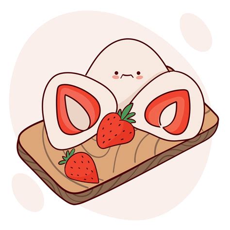 Draw cute kawaii Japan tradition sweet mochi daifuku vector ...