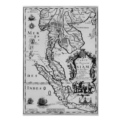 Map of the Kingdom of Siam Poster | Zazzle | Giclee print, Stretched ...