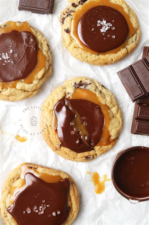 Vegan Twix Crumbl Cookies - The Little Blog Of Vegan