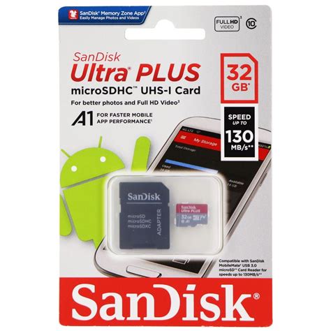 SanDisk Ultra Plus microSDHC UHS-1 Memory Card with Adapter - 32GB ...