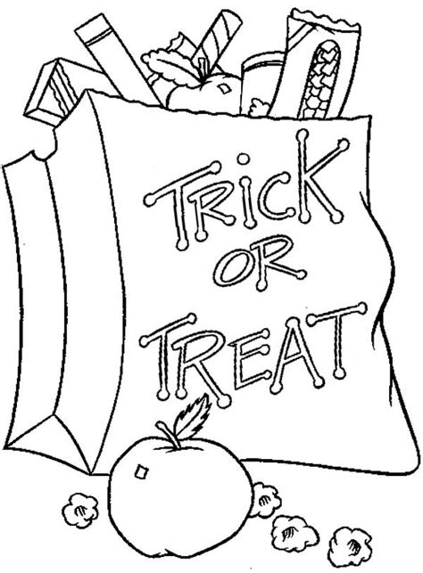 Halloween Day Trick or Treat Candy Bag Coloring Page: Halloween Day ...