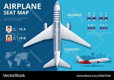 Chart airplane seat plan of aircraft passenger Vector Image