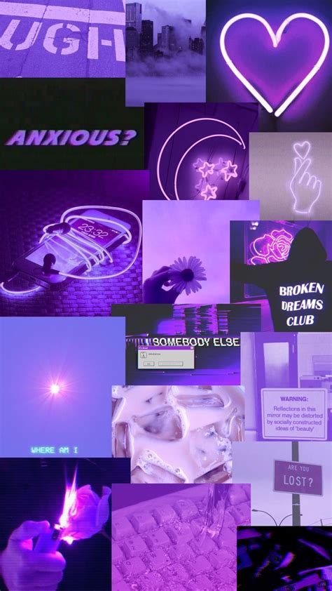 Neon Edgy Purple Aesthetic Wallpaper Collage - Deeper