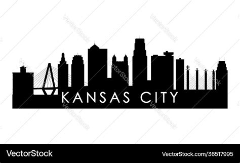 Kansas city skyline silhouette black city Vector Image