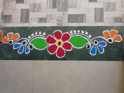 Rangoli design simple border | Flower