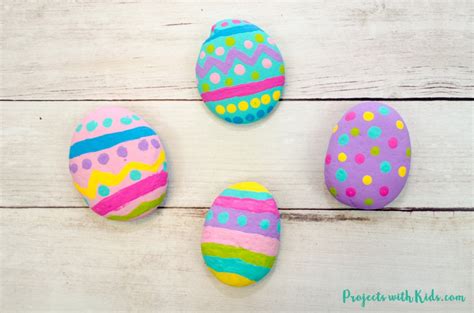 Easy Painted Easter Egg Rocks for Kids - Projects with Kids