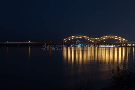 Bridge Lights Reflect in the Mississippi River Stock Image - Image of ...