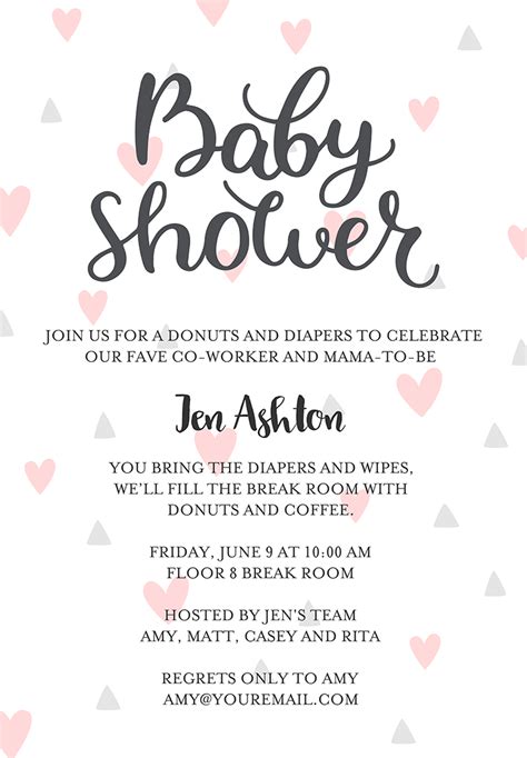 √ Work Baby Shower Invite Wording