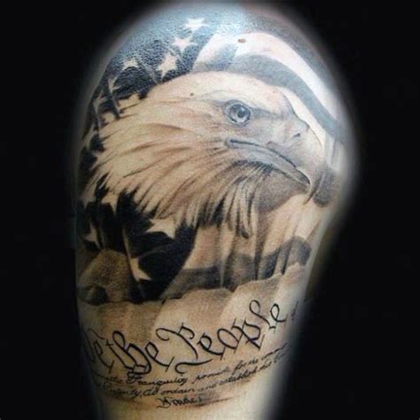 American Flag Upon Eagle We The People Mens Half Sleeve Tattoo # ...