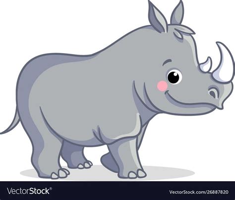 The little rhino is standing on a white background. Vector illustration ...