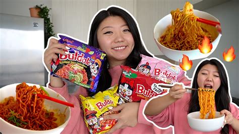 KOREAN RAMEN HAUL! Trying Every Samyang Buldak Noodle Flavor 🔥 (mukbang ...