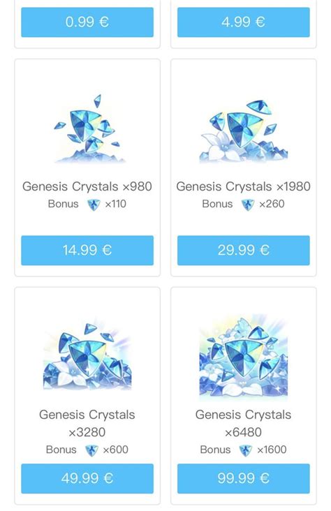 Genesis Crystal and top up prices have been adjusted for the mentioned ...