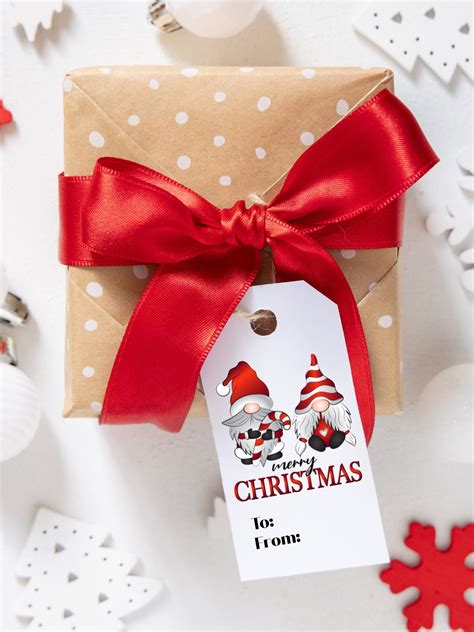 Merry Christmas Gnomes Gift Tags - 4 Different Designs