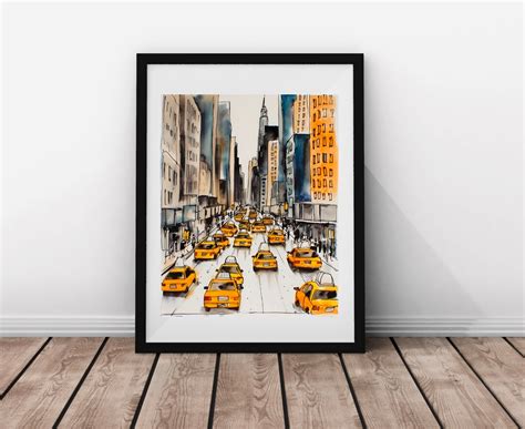 New York City Taxi Cab Print, NY Wall Art Poster Photo Giclee Art, NYC ...