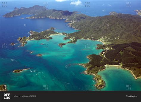 An aerial view of islands, New Zealand stock photo - OFFSET