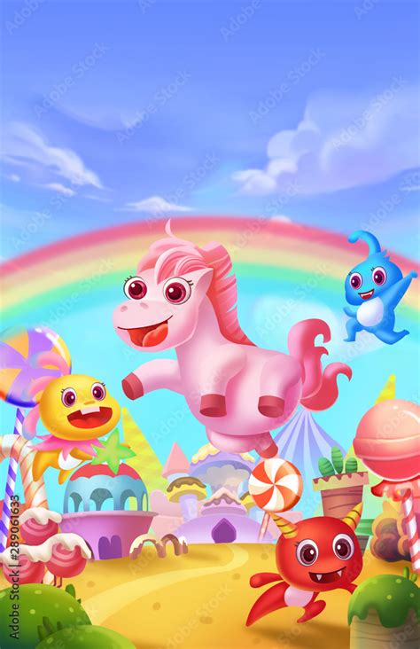 Magical Rainbow Land. Children Imaginary Natural Backdrop. Concept Art ...