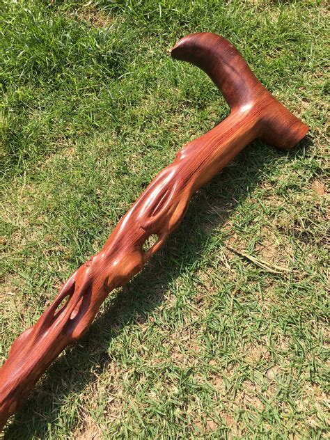 Wooden Walking Cane Red Sandalwood Walking Cane Handcrafted - Etsy