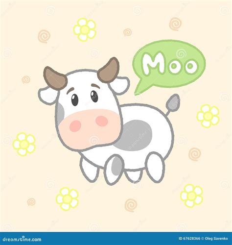 Cartoon Cute Cow Say Moo, Drawing for Kids.Vector Illustration. Stock ...