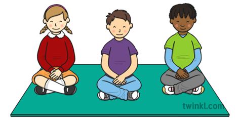 Children Sitting Still Cross Legged Illustration - Twinkl