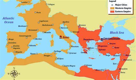 Western And Eastern Roman Empire Map - Map