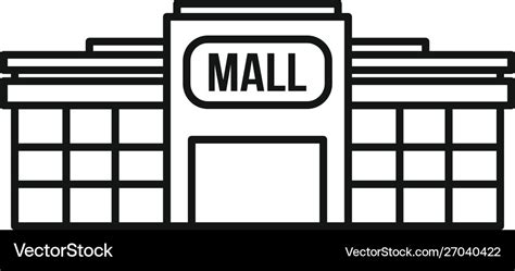 Small mall building icon outline style Royalty Free Vector