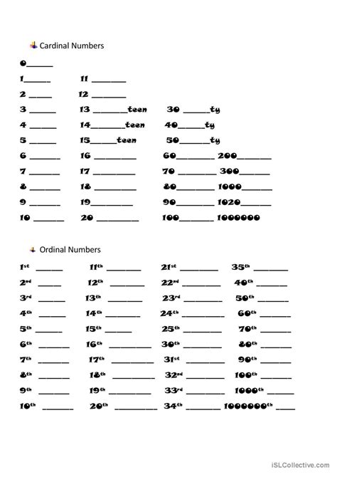 Numbers And Ordinal Numbers Worksheet - Printable worksheets Free