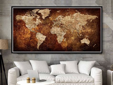 Old World Map Travel Pin Poster - Antique Push Pin Wall Art by ...