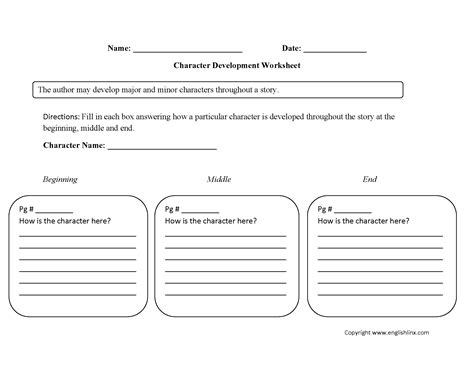 Character Analysis Worksheets | Single Character Development Character ...