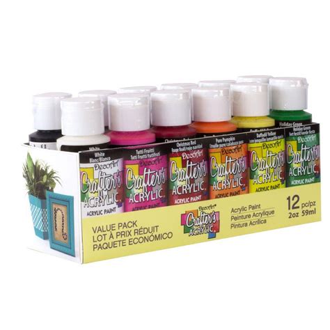 Deco Art DecoArt 2 oz. 12-Color Acrylic Craft Paint Set, Multi Color ...