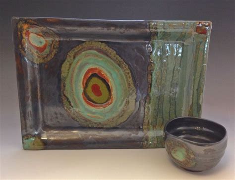 Ceramic 11x14 Rectangle Serving Platter with Dip Bowl | Ceramics ...