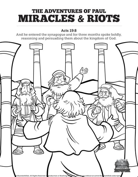 Acts 19 Miracles & Riots Sunday School Coloring Pages | Clover Media