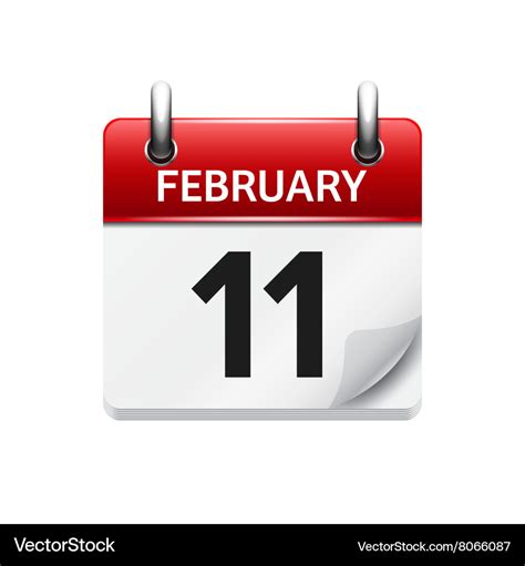 February 11 flat daily calendar icon date Vector Image