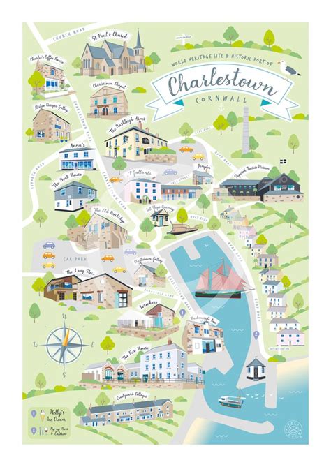 Charlestown Map, Cornwall | Charlestown cornwall, World heritage sites ...