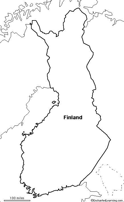 Outline Map Finland - EnchantedLearning.com