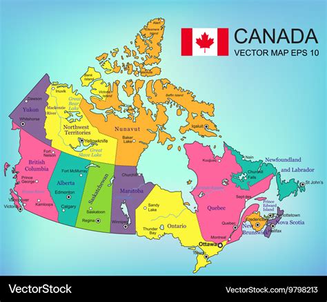 Canada map with provinces all territories are Vector Image