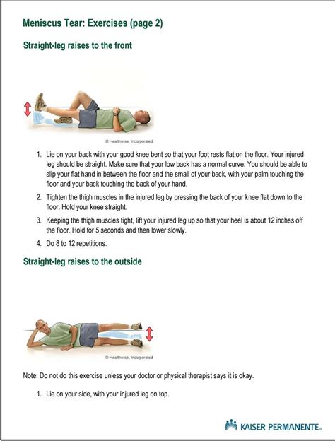 Meniscus Tear: Exercises - PDF Free Download in 2021 | Meniscus tear ...