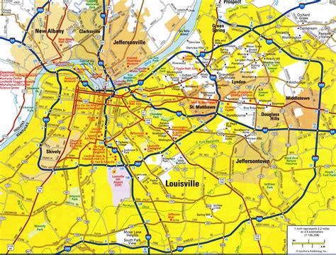 Louisville road map - Road map of Louisville KY (Kentucky USA)