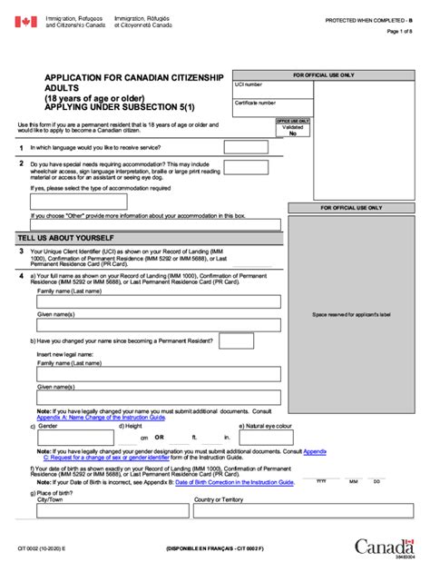 Canadian citizenship application form pdf 2024: Fill out & sign online ...