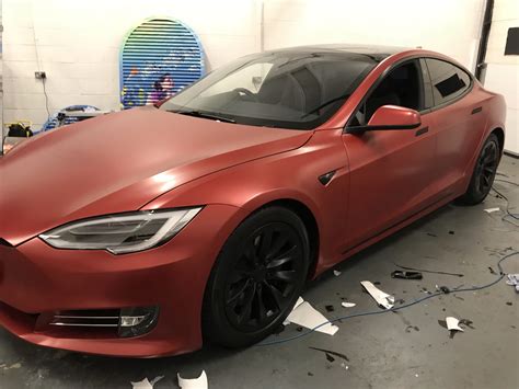 Tesla Model S Vinyl Wrapped Gloss Grey, Matte Black, 3M Satin Red ...